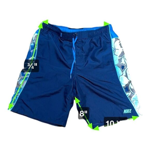 Nike Mens Large Blue Board Shorts Swim Trunks Floral Drawstring Bathing Suit - Picture 5 of 7
